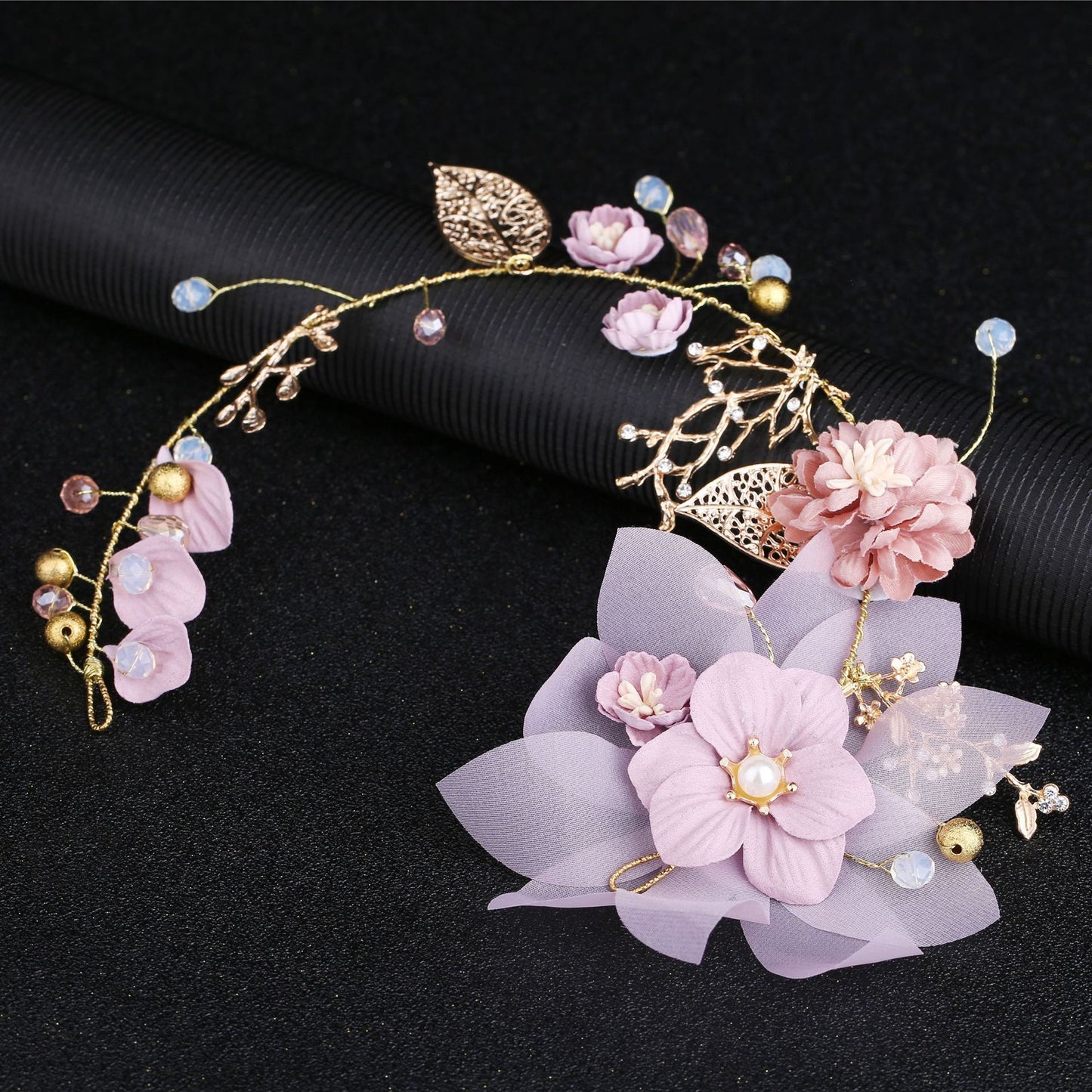 Handmade Head Gold Leaf Branch Flower Wedding Hair Accessories