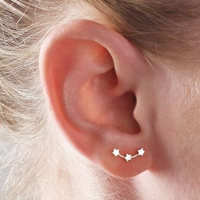 Simple Temperament Alloy Three Small Star Earrings