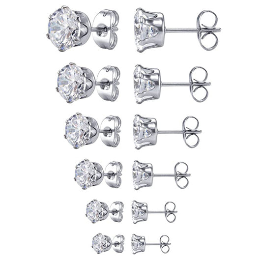 Crown Six Prongs Inlaid Zircon Earrings