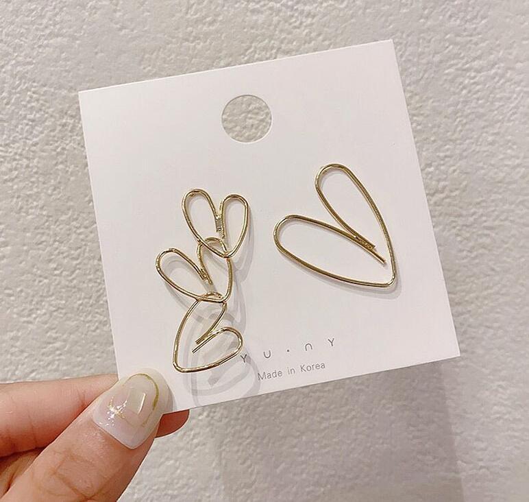 Mismatched Large Heart Stud Earrings Women Jewelry Mom Gift Everyday Wear