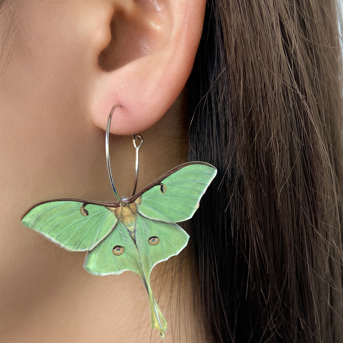 Green Moth Earrings Dangling Drop Earring Women Girls Gifts Jewelry Accessories
