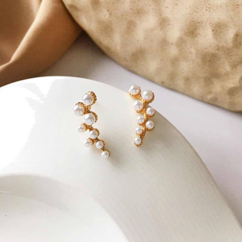 Floral Pearl Style Stud Earrings Fashion Jewelry for Girls Women Gift