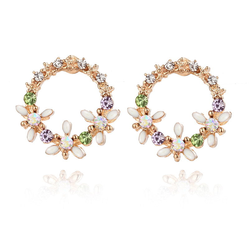 Flower Vine Wreath Stud Earrings Women Jewelry Mom Gift Everyday Wear Earrings