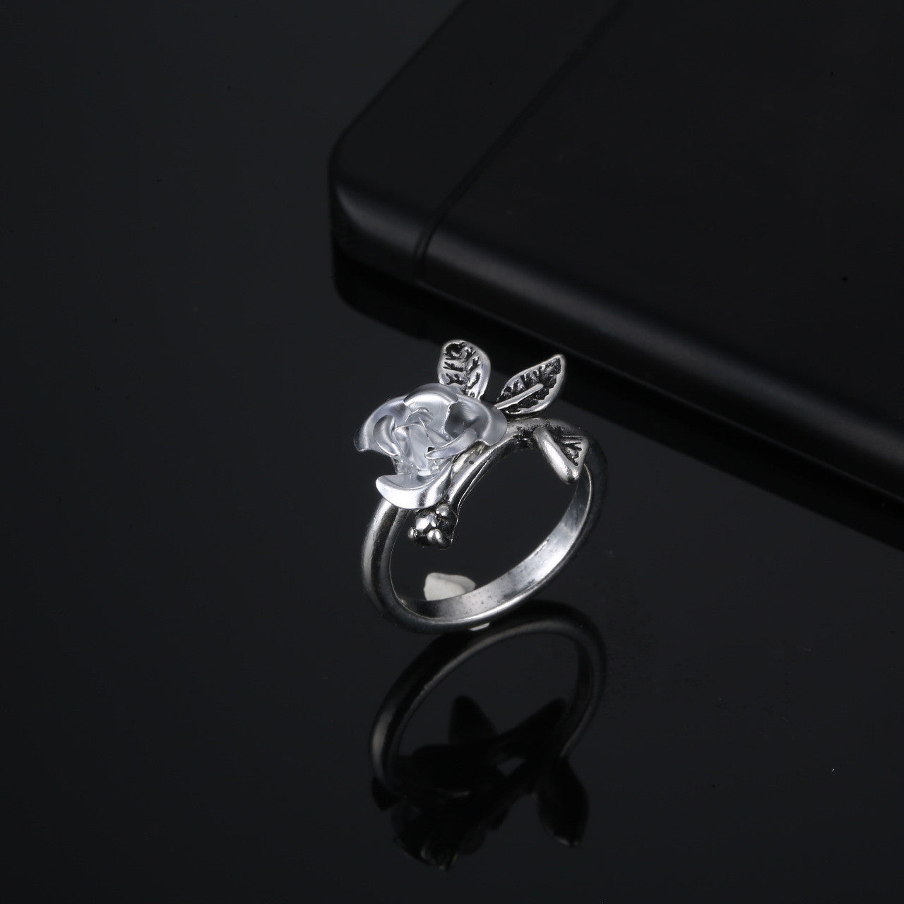 Alloy Personality Plant Ladies Rose Ring