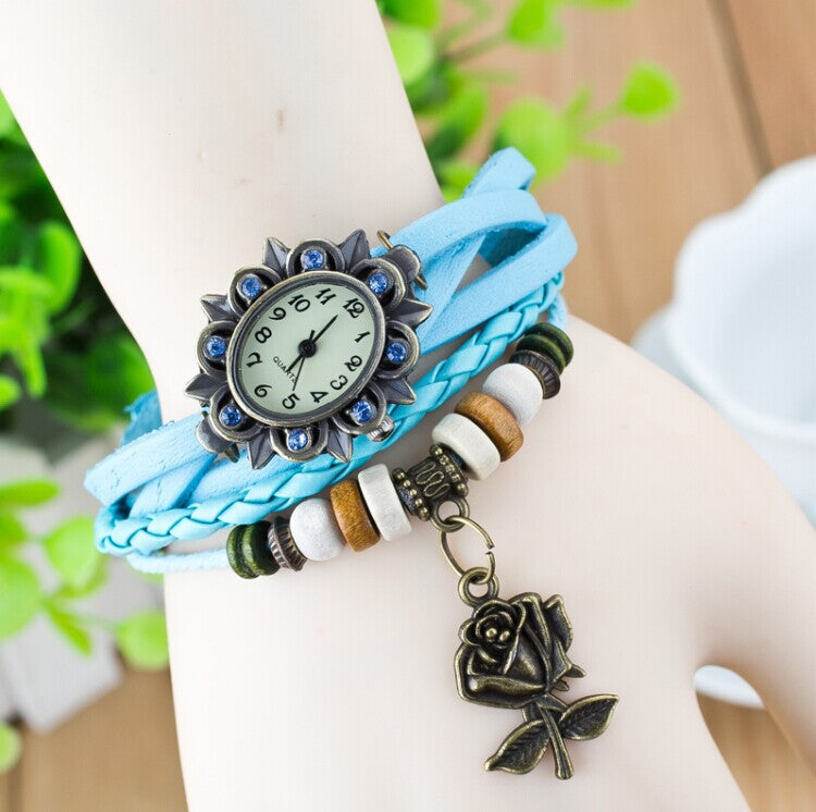 Fashionable Casual Ladies Watch Leather Wrapped Bracelet Epidermis Women Table Butterfly Pendants Wholesale Children Table