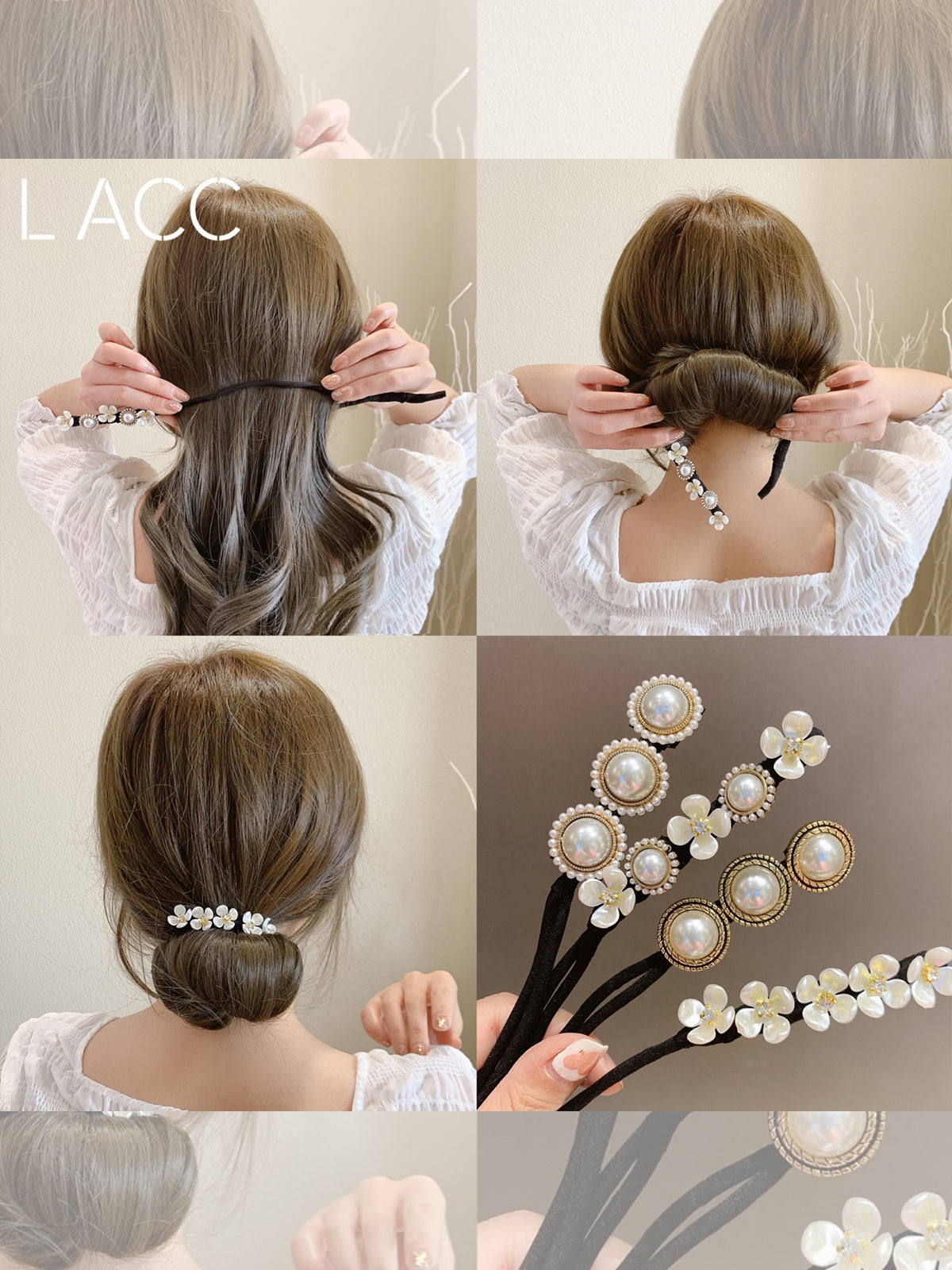 Net Red Pan Hair Pearl Diamond Braided Hair Style Hairpin