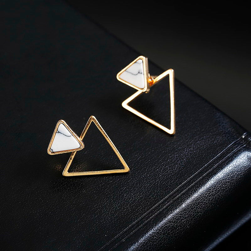 Marbled Design Triangle Ear Drop Earrings Dangle Women Fashion Jewelry Gift for