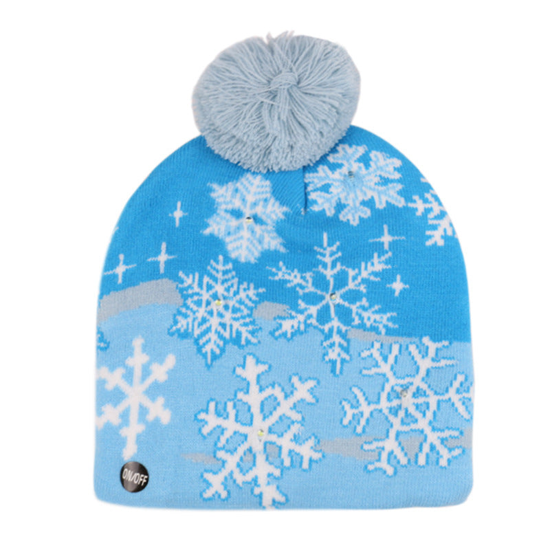 Snowman Elk Christmas Tree Flanged Ball Knit Cap