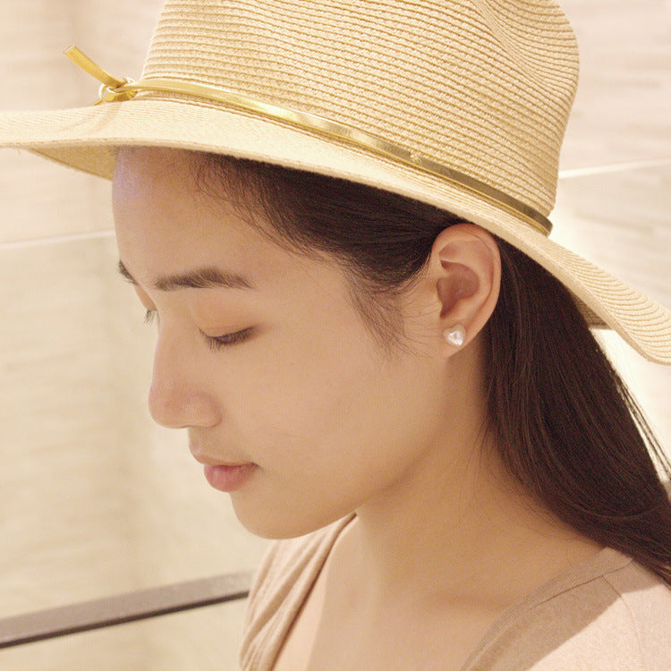 Pearly Heart Jewelry Stud Earrings Modern Fashion Women Earrings Piercing Studs