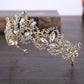 New Fashion Baroque Luxury Crystal AB Bridal Crown Tiara Light Gold Tiara Tiaras for Women Bride Hair Wedding Accessories