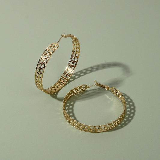 Hollow Chain Hoop Earring Women Jewelry Mom Gift Everyday Wear Earrings