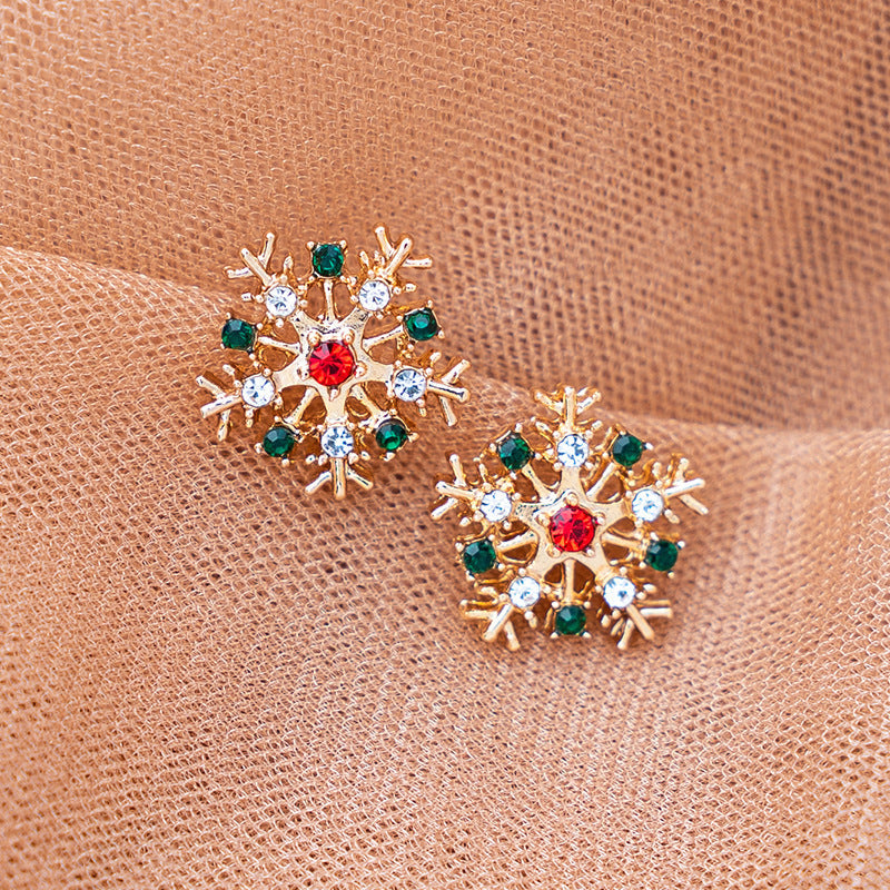 Colorful Snowflake Stud Earrings Female Girl Fashion Earrings Birthday Holiday