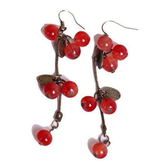 Red Currant Ear Drop Earrings Dangle Women Fashion Jewelry Gift for Her