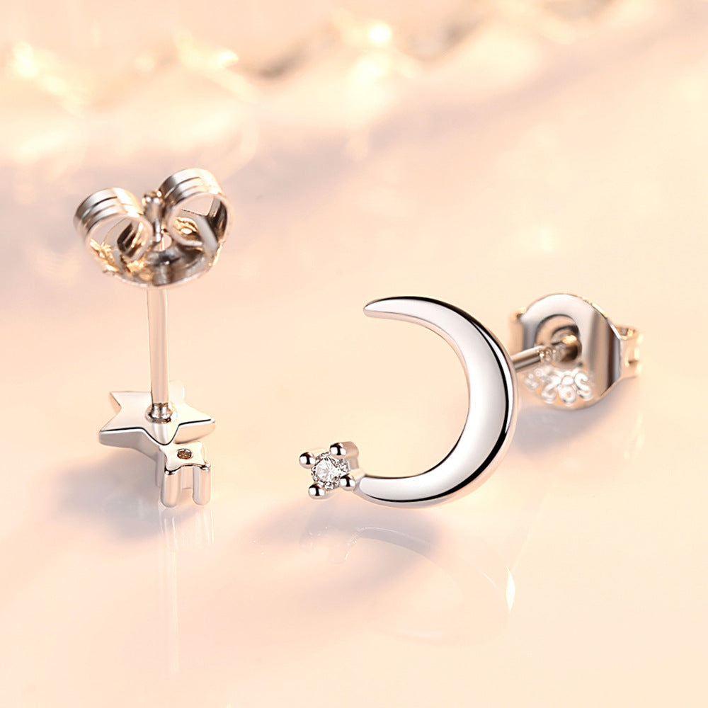 Moon Star Design Stud Earrings Female Girl Fashion Earrings Birthday Holiday