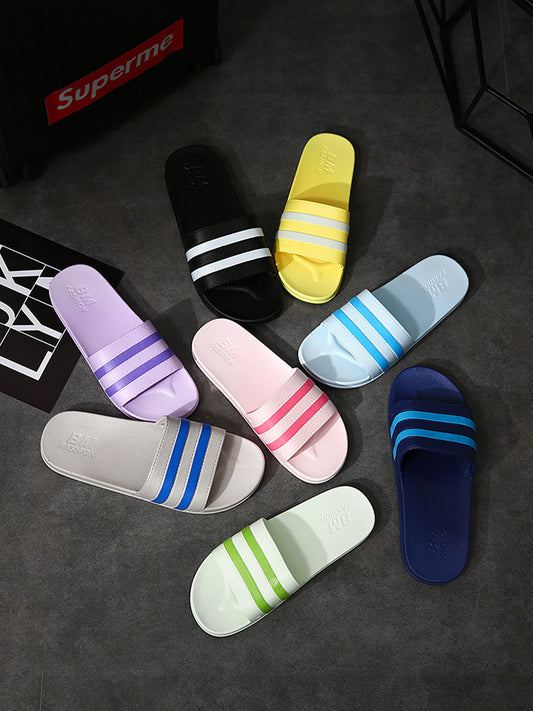 Striped Bath Plastic Stall Household Shoes Men's Bathroom Sandals And Slippers