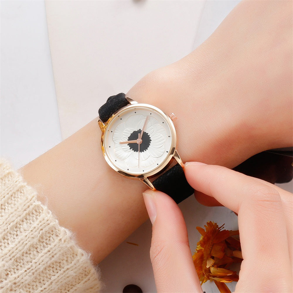 3D flower dial fashion simple quartz watch