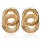 Textured Golden Rings Jewelry Fashion Dangle Earrings for Girls Party Birthday Gift