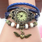 Vintage casual flying heart pendant bracelet belt watch