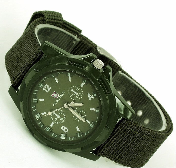 Military Men Gemius Swiss Army Sport Round Dial New Quartz Nylon Band Wrist Watch