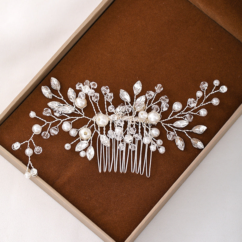 Simple Insert Comb Jewelry Crystal Pearl Handmade Headdress