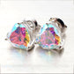 Holographic Heart Crystal Stud Earrings Fashion Women Female Earrings Piercing