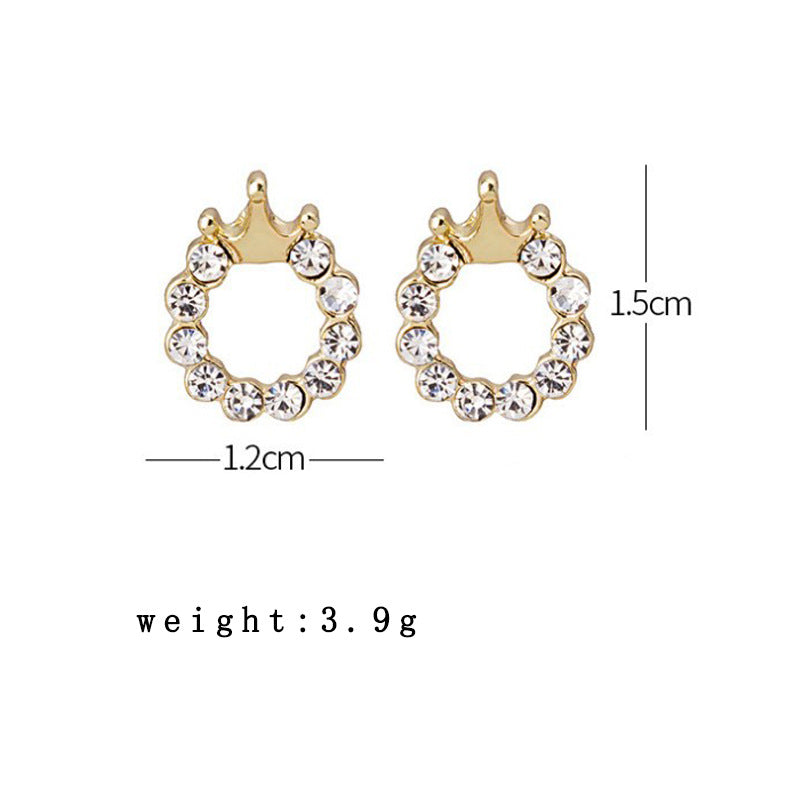 Crown Round Jewelry Stud Earrings Modern Fashion Women Earrings Piercing Studs