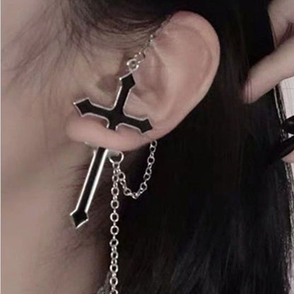 Cross Needle Ear Stud Earrings Dangle Women Fashion Jewelry Gift for Her