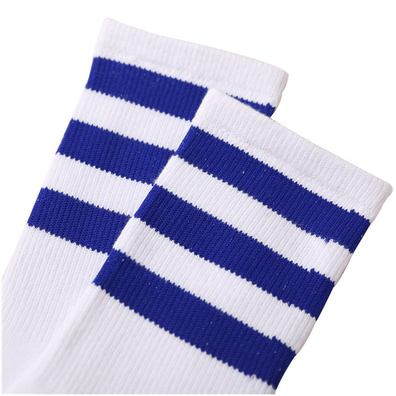 Three-bar Socks In Autumn And Winter Horizontal Strips In The Long Tube