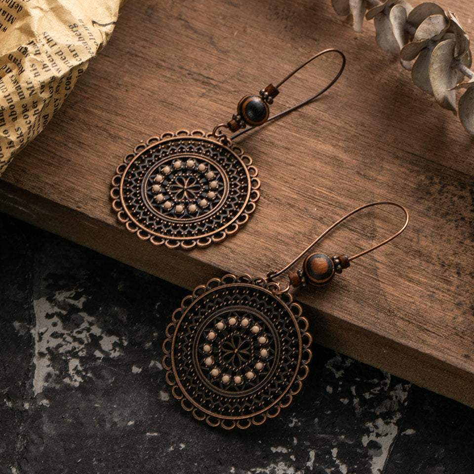 Mandala Flower Vintage Style Gift Earrings Dangle Women Fashion Jewelry Jewellery