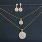 The bride jewelry two piece Necklace Earrings Set Round Diamond Jewelry Set Gold Jewellery Set