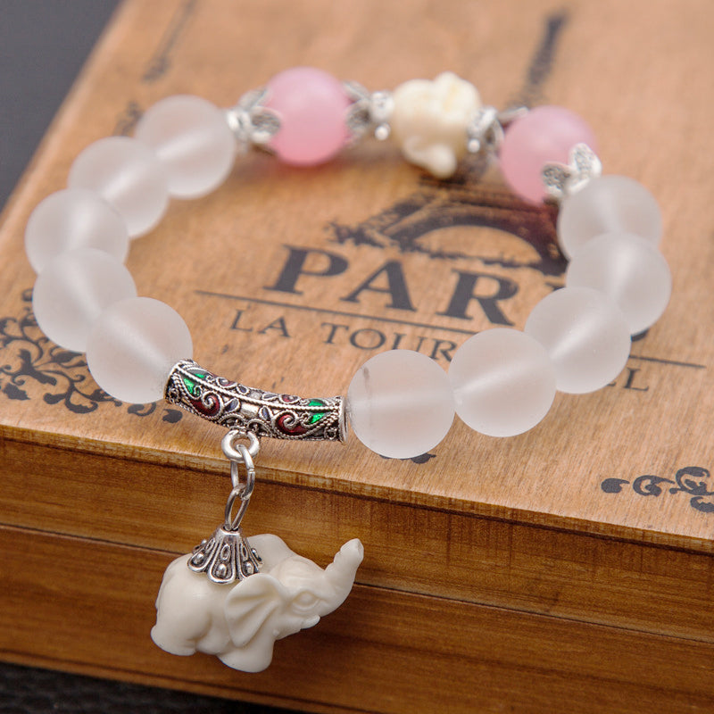 Crystal Elephant Charm Bracelet bead Cultural Bracelet Jewelry