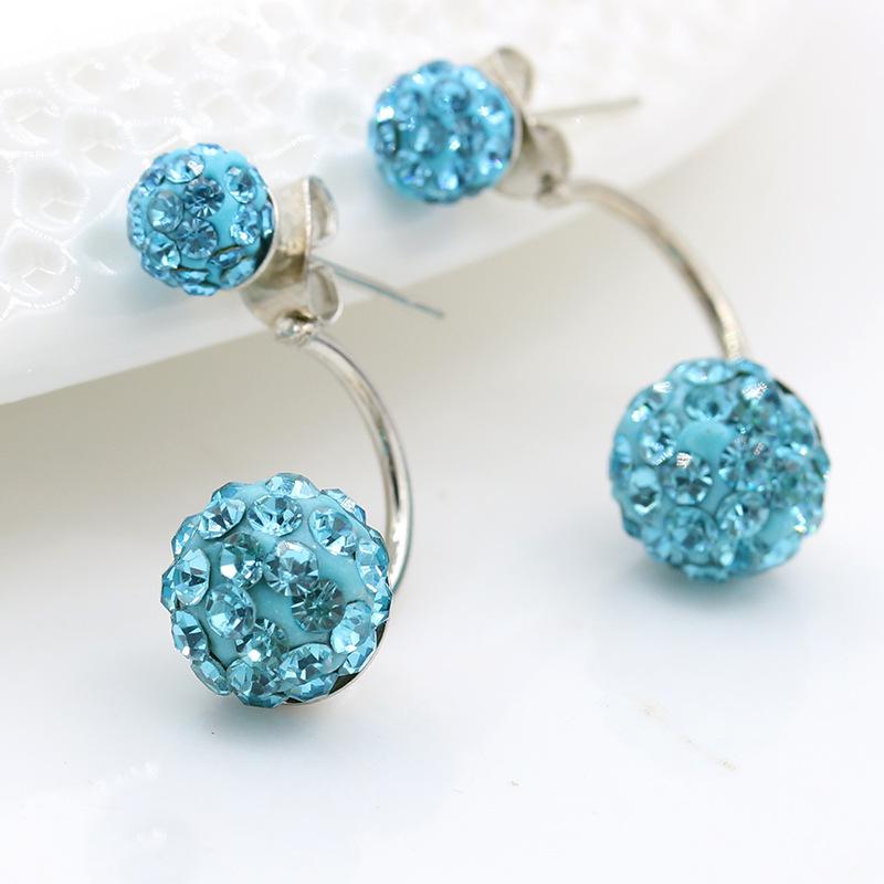 Crystal Ball Stud Earrings Women Charm Girl Earring Studs Party Wedding jewelry Gift Fashion Stylish Accessories