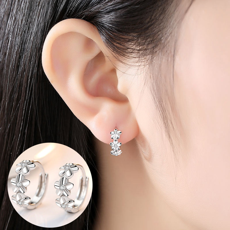 1Pair Flowers Hoop Earrings Women Jewelry Mom Gift Everyday Wear Earrings