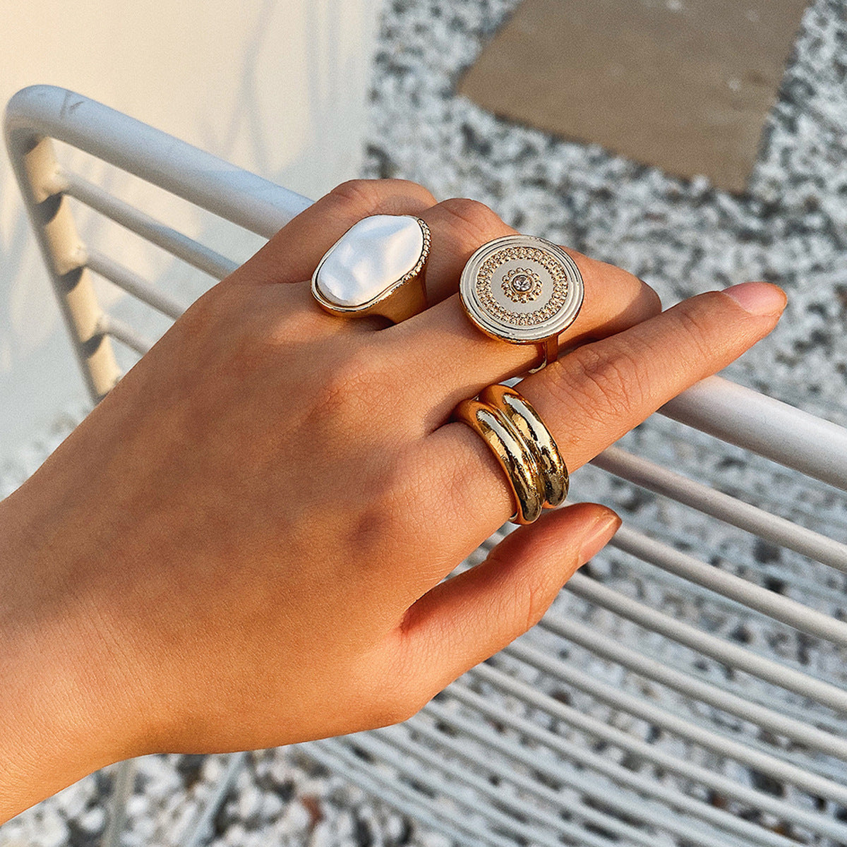 Vintage ethnic wind geometric ring