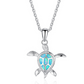 Fashion silver filled blue opal sea turtle pendant necklace for women female Animal wedding ocean beach jewelry gift