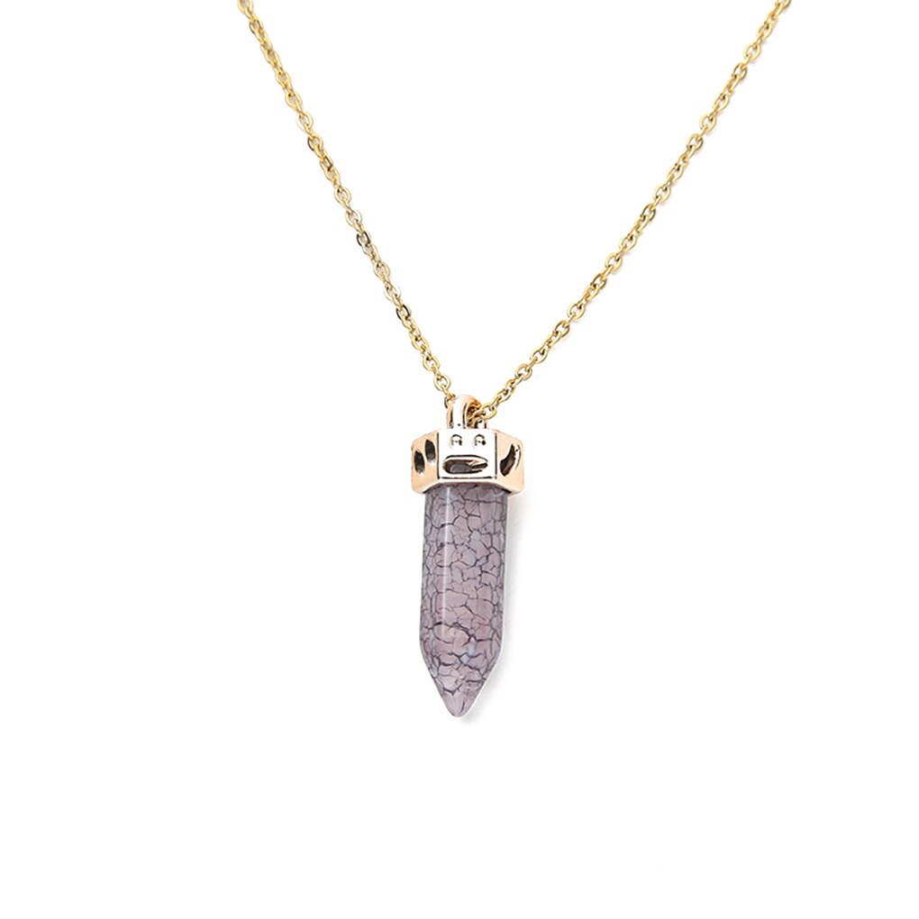 Ling Pendulum Bullet Resin Hexagon Column Pendant Stainless Steel Necklace