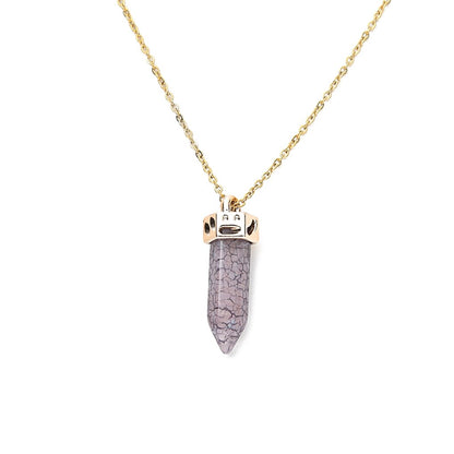 Ling Pendulum Bullet Resin Hexagon Column Pendant Stainless Steel Necklace