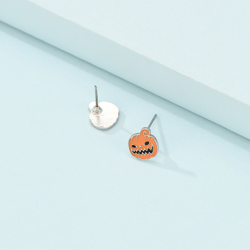 Scary Pumpkin Halloween Stud Earrings Women Fashionable Luxurious Earrings