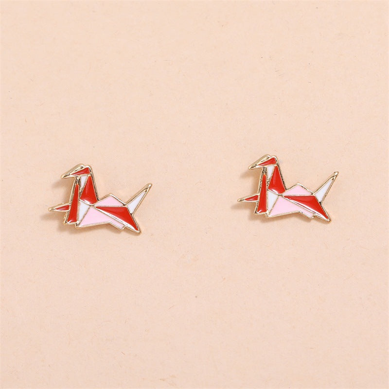 Paper Bird Stud Earrings Women Fashionable Luxurious Earrings Jewelry