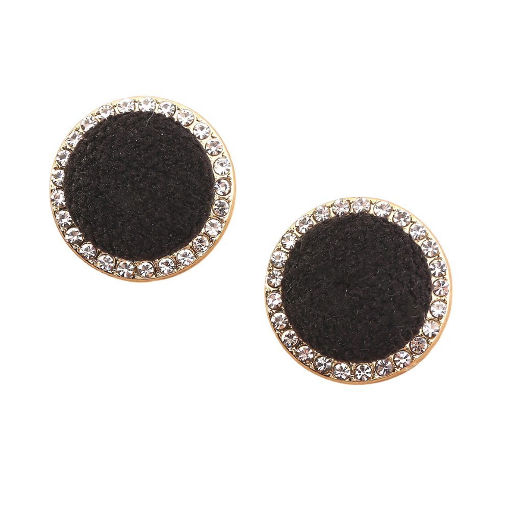 Rhinestone Decor Round Earrings for Women Girls Ear Studs Jewelry Gift Fashion