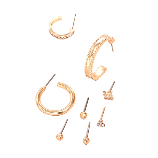 8pc Set Stud and Hoop Piercing Earrings Women Jewelry Gift for Her Accessories