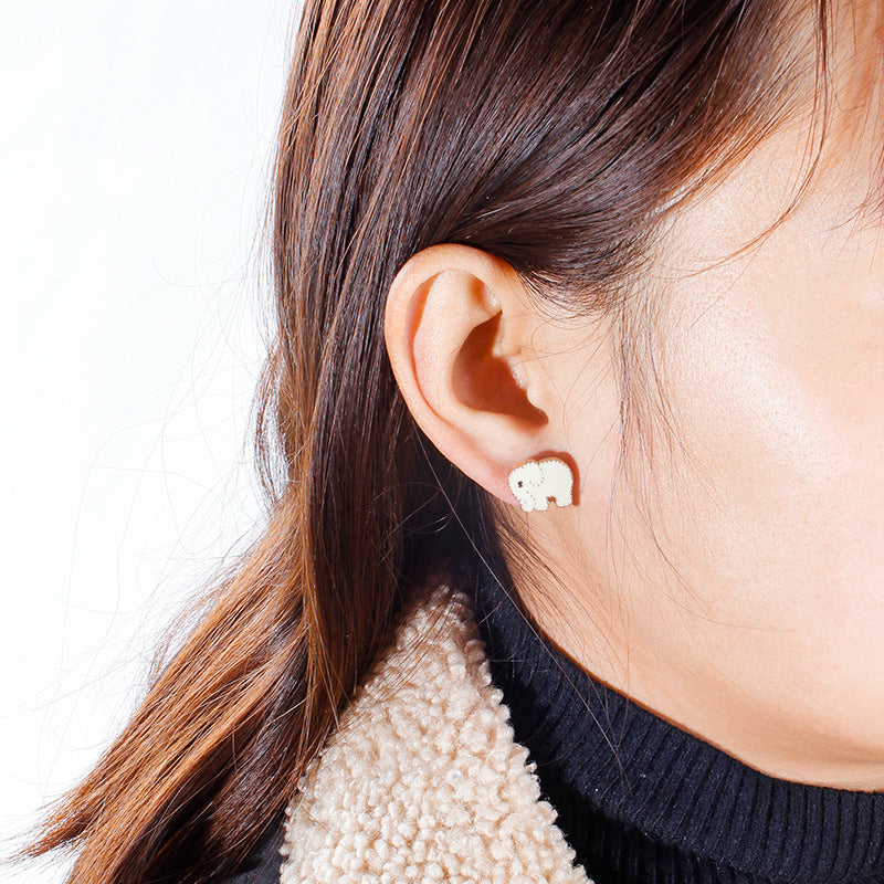 Ivory Elephant Stud Earrings Fashion Women Female Earrings Piercing Jewelry