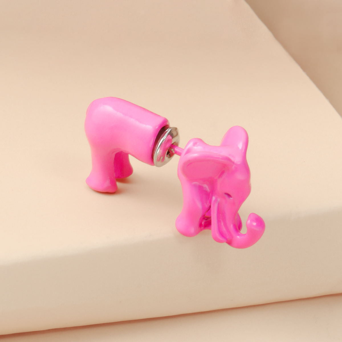 1pc Cartoon Pink Elephant Stud Earring Women Jewelry Mom Gift Everyday Wear