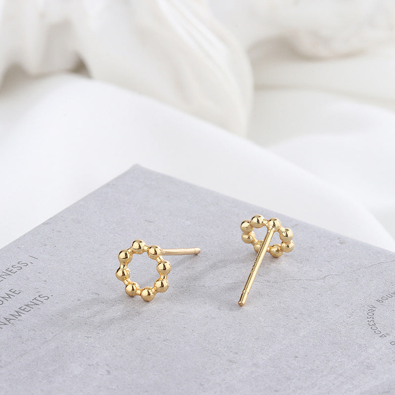 Metallic Bead Style Round Stud Earrings Women Fashionable Luxurious Earrings