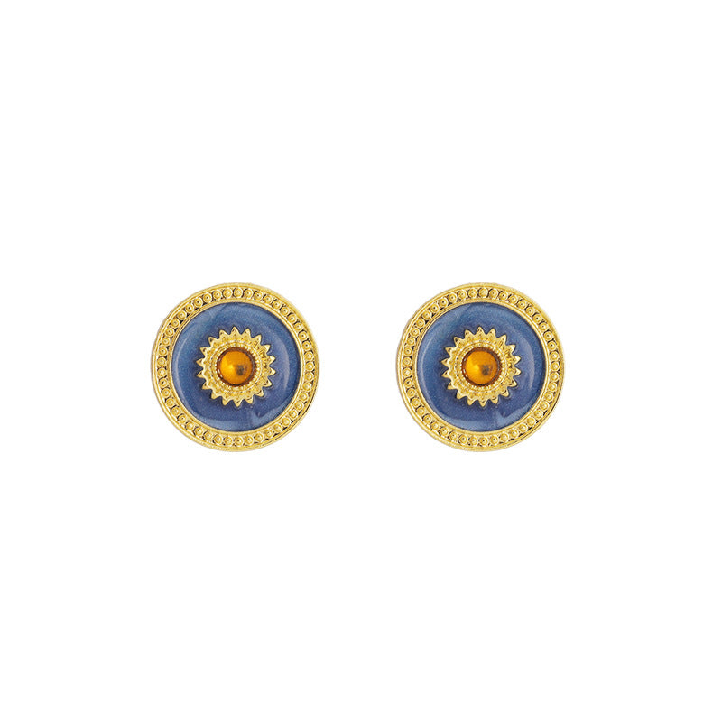 Circle Sun Stud Earrings for Girls Women Stud Jewelry Gift Accessories