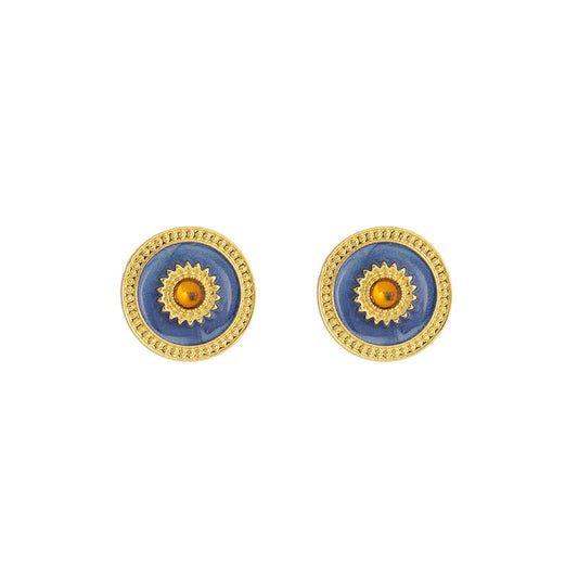 Circle Sun Stud Earrings for Girls Women Stud Jewelry Gift Accessories