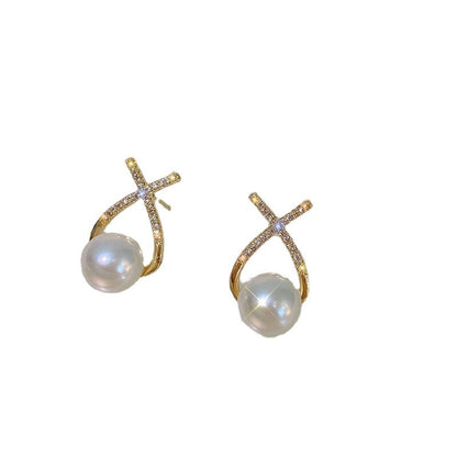 Pearl Loop Jewelry Stud Earrings Modern Fashion Women Earrings Piercing Studs