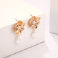 Flower Detail Faux Pearl Drop Earrings Cute Dangle Earrings Women Jewelry Gift for Her