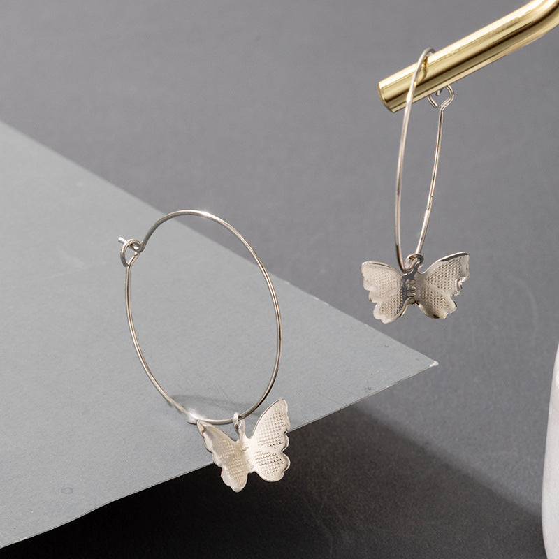 Butterfly Charm Hoop Earrings Jewelry Accessories Girls Fashion Accessory