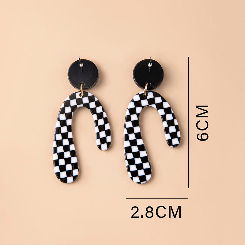 Plaid Jewelry Drop Earring Modern Fashion Women Earrings Piercing Studs
